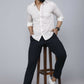 Miravan Men's White Spread Collar Striped Print Casual Shirt | Swadesiicart