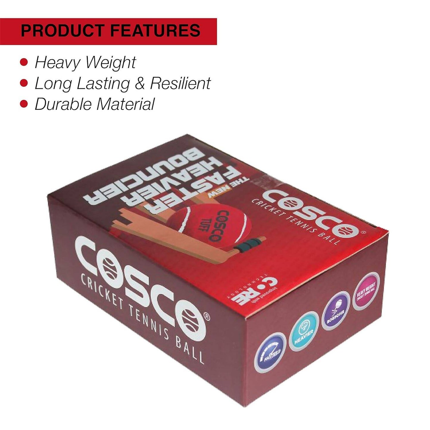Cosco Tuff Heavy Weight Ball - Red (Pack of 6) - Swadesiicart