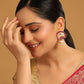 Nuyug 22K Gold Plated Ruby & Pearl Studded Dome Shaped Jhumkas | Swadesiicart
