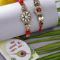 NVR Men Set of 2 Gold-Toned Stone-Studded Rakhi With Roli Chawal | Swadesiicart