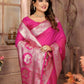 Anaita Dark Pink Banarasi Silk With Beautiful Gala Weaving Saree With Blouse | Swadesiicart