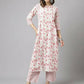 FIORRA Women's White Cotton A-line Kurta with Palazzo - Swadesiicart