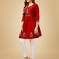 Jyoti Fashion Women's Red Viscose Rayon Embroidered Casual Top | Swadesiicart