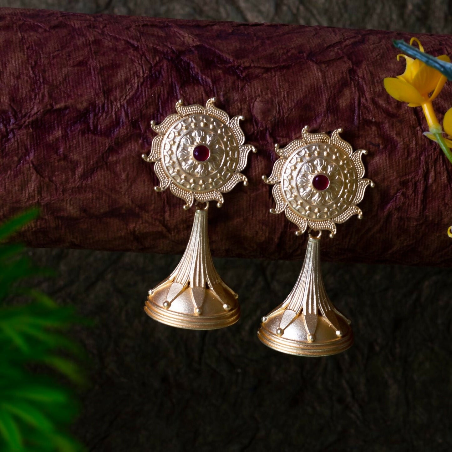 Joban Fashion Women Matte Gold Brass Earrings | Swadesiicart