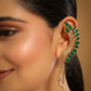 Nuyug 22K Gold Plated Faux Emerald Studded Contemporary Ear Cuff Earrings | Swadesiicart