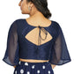 Aastha Fashion Women's Women's Navy Blue Art Silk Umbrella Sleeves Readymade Blouse