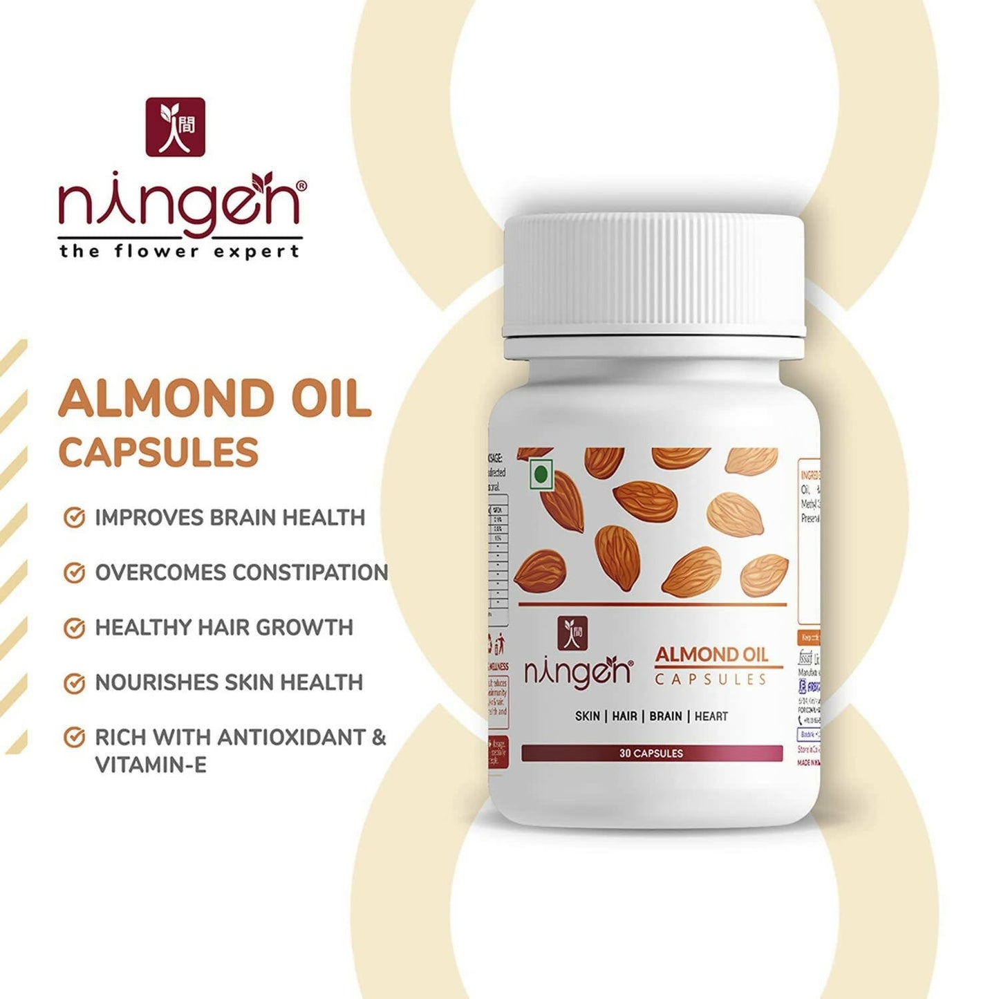 Ningen Almond Oil Capsules - Swadesiicart