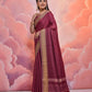 Vishnu Weaves Women's Maroon Cotton Self Weaving Saree with Blouse - Swadesiicart