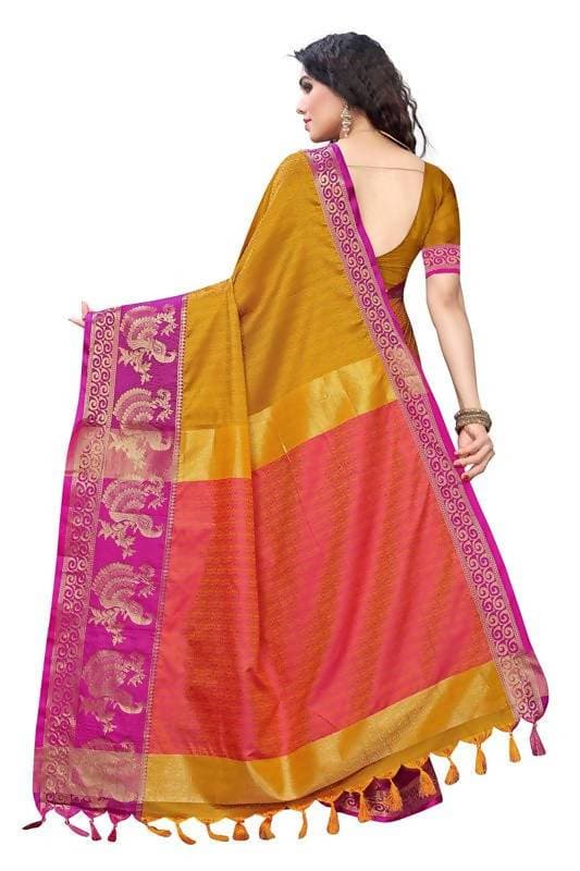 Vamika Banarasi Jacquard Weaving Mustard Saree (DHONI MUSTARD) | Swadesiicart
