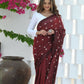 Beatitude Maroon Khadi Floral Embroidered Saree
