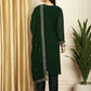 Jyoti Fashion Women's Green Georgette Resham Thread & Sequin Kurta with Trouser & Dupatta | Swadesiicart