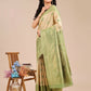 Astita Banarasi Silk Cream & Light Green Saree | Swadesiicart