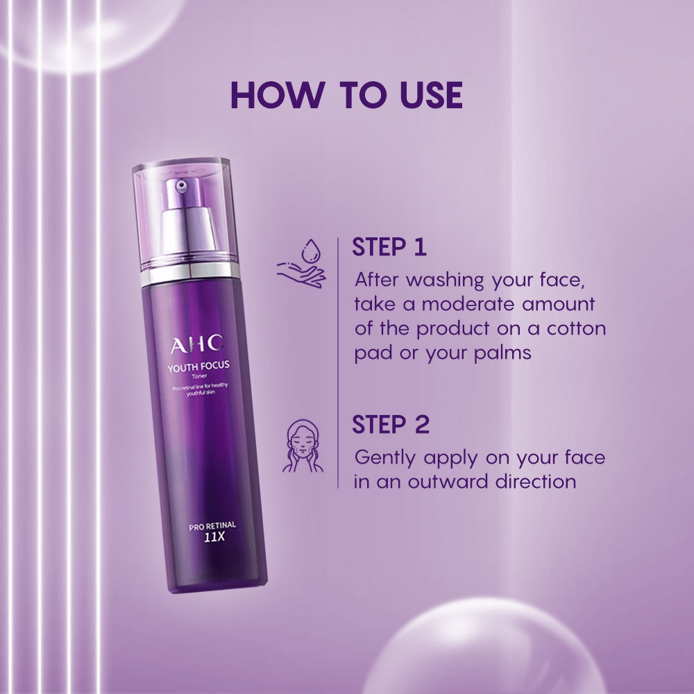 AHC Youth Focus Anti-Ageing Hydrating Face Toner With Pro Retinal 11X - Korean skincare | Swadesiicart