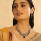 Nuyug 18K Gold Plated Emerald Blossom Necklace Set | Swadesiicart