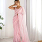 Attractive Looking Georgette Thread, Sequance Embroidery Work Party Wear Saree - Pink
