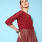 Ahalyaa Women Beautiful Maroon Crepe Brocade Ethnic Dress | Swadesiicart