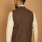 Even Apparels Pure Wool Nehru Jacket - Brown | Swadesiicart