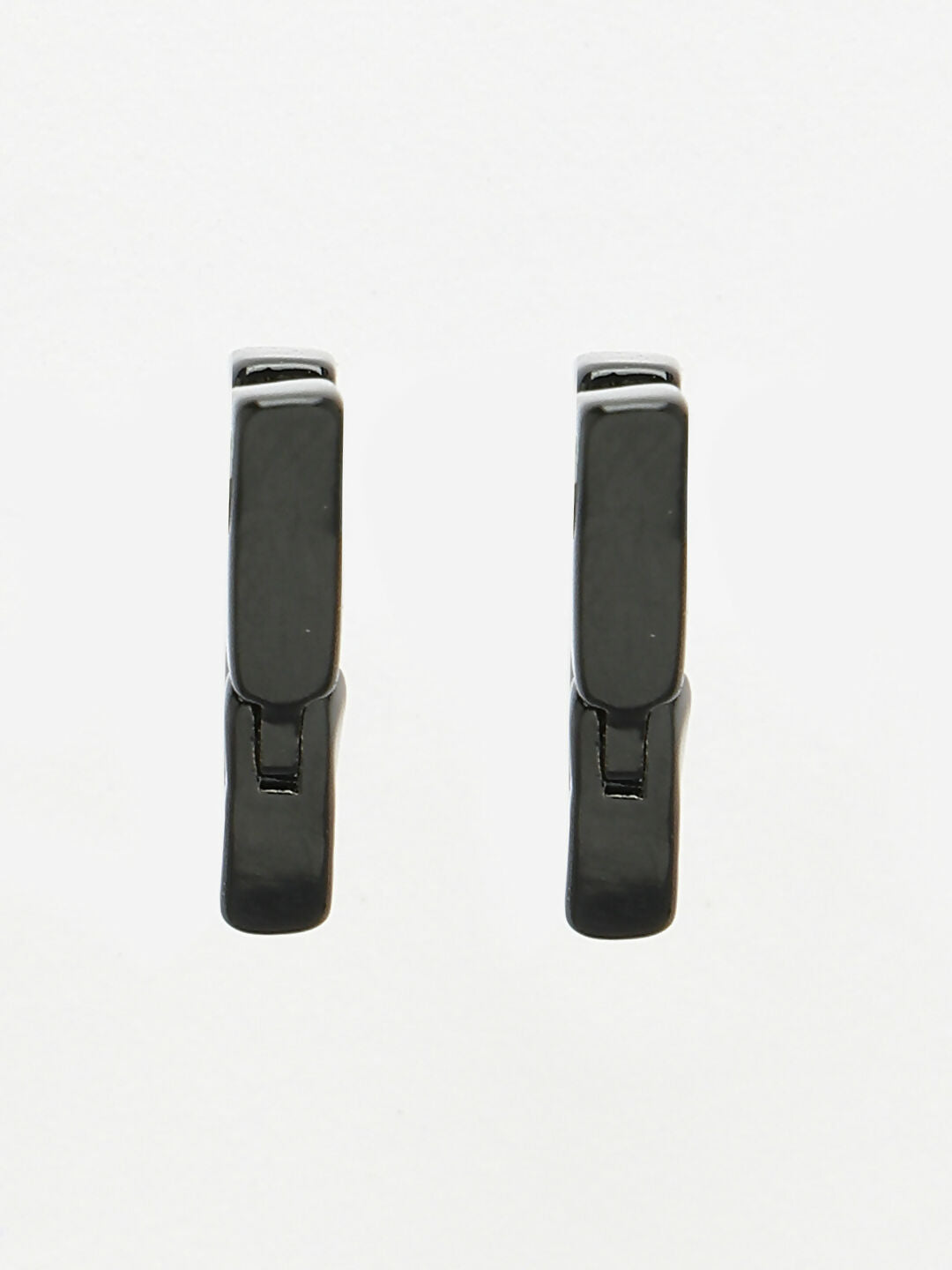 NVR Men's Black Rhodium-Plated Geometric Shape Stainless Steel Studs Earring | Swadesiicart