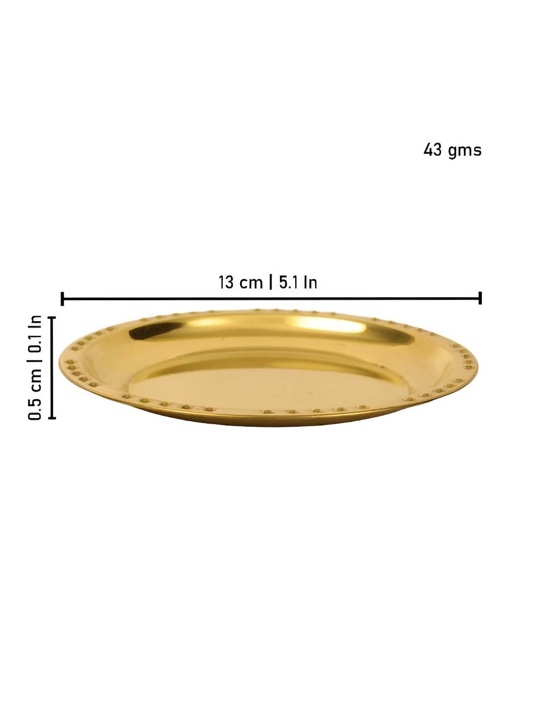 Spillbox Gold-Toned Brass Plain Dotted Thali Pooja Essential | Swadesiicart