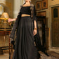 Janasya Black Georgette Solid Top Bottom Cape | Swadesiicart