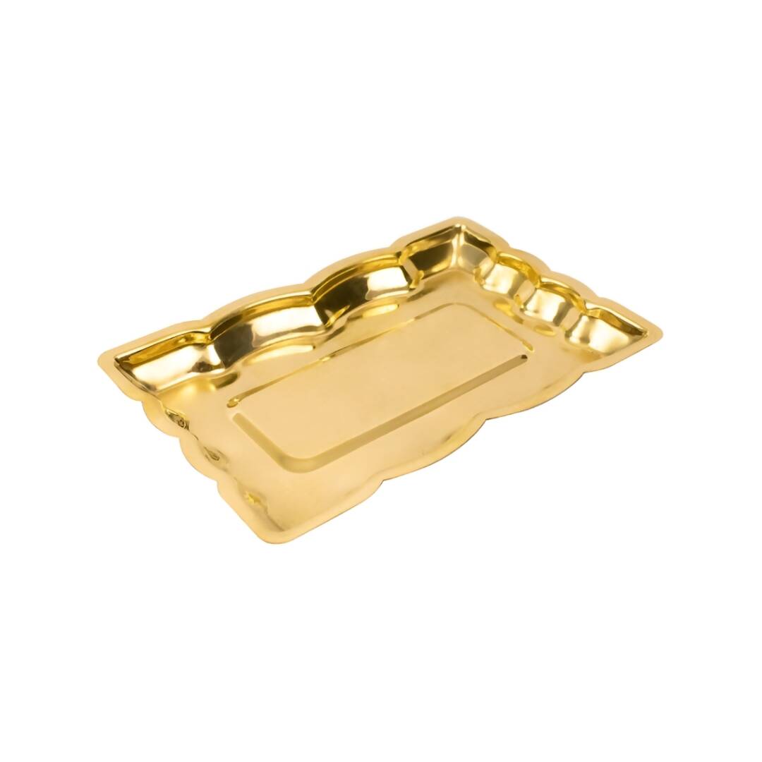 Spillbox Gold-Toned Brass Rectangular Betal Thali Pooja Essential | Swadesiicart