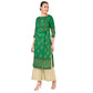 Aniyah Cotton Gold Print Straight Kurta In Green Color (AN-169K) - Swadesiicart