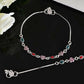VOJ Set of 2 Silver Plated Heart Shaped Multi Color Anklet - Swadesiicart