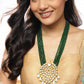 Gold-Toned Green Brass Gold-Polished Necklace - Ruby Raang | Swadesiicart