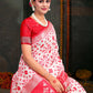 Shree Shyam Fashion Devistuti Red White Linen Cotton Saree