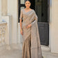 Vishnu Weaves Women's Chiku Handloom Raw Silk Saree with Blouse - Swadesiicart