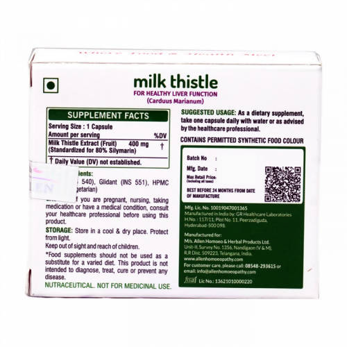 Allen Homeopathy Milk Thistle Capsules | Swadesiicart