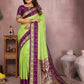 Aastha Fashion Parrot Green Kalamkari Silk Zari Woven Saree