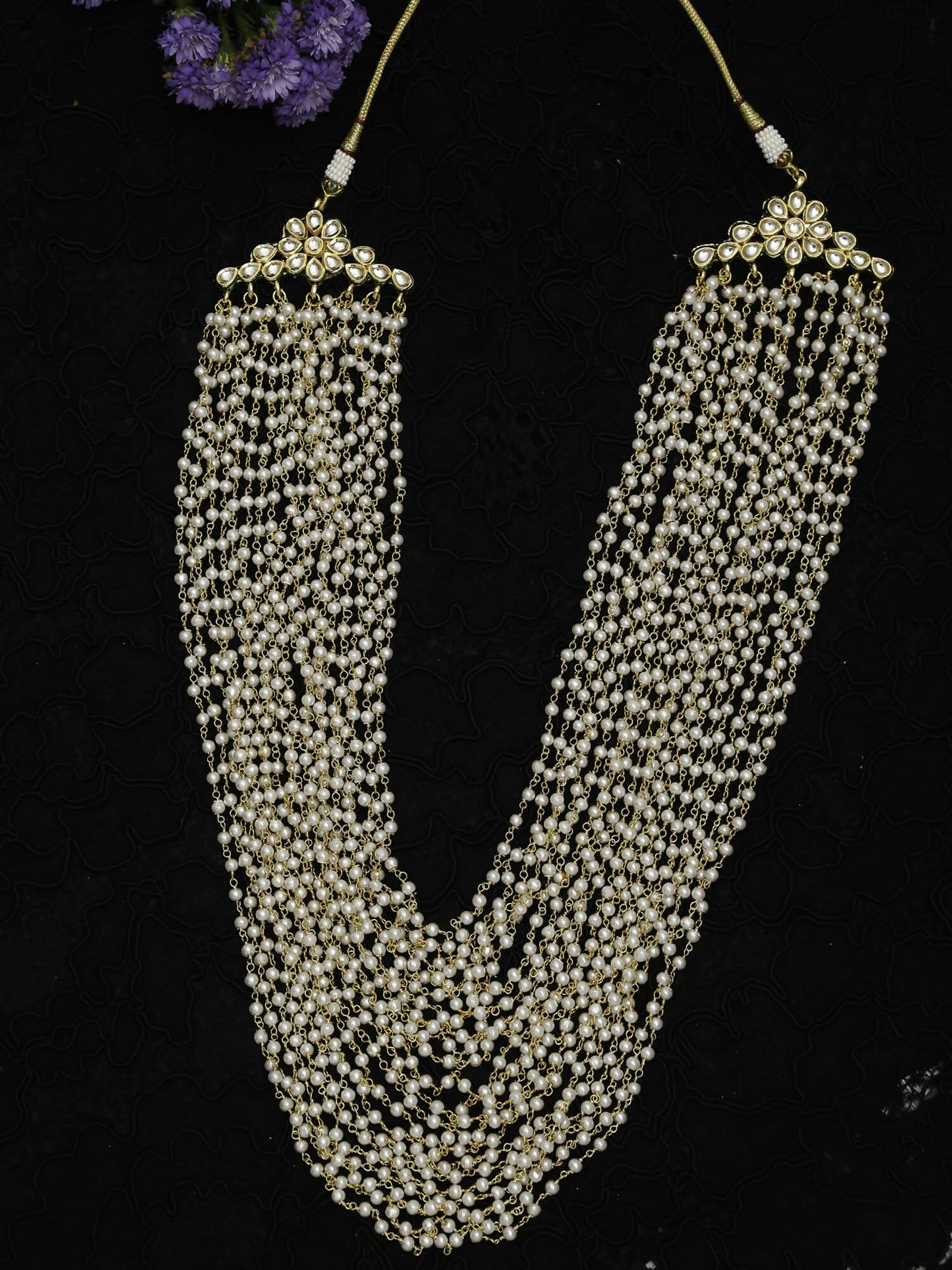 Gold-Toned White Gold-Polished Pearls Layered Handcrafted Necklace - Ruby Raang | Swadesiicart