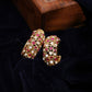 Ruby Raang Gold Polished Maroon Round Kundan Loops | Swadesiicart