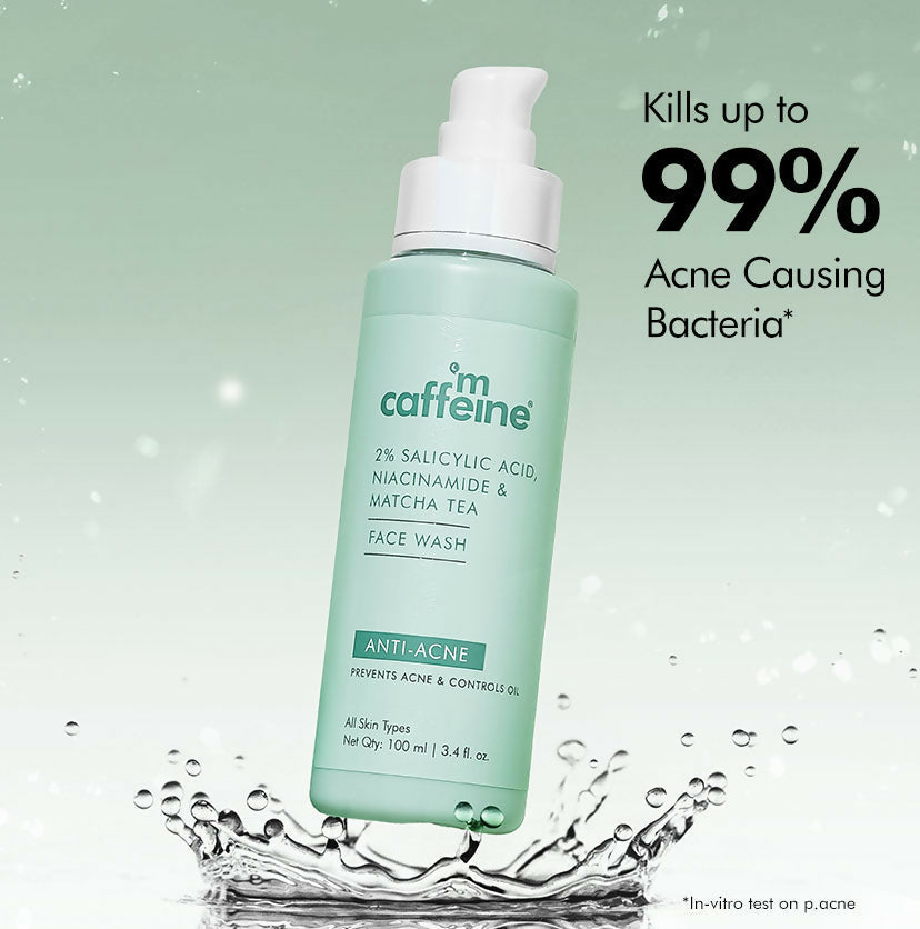 mCaffeine 2% Salicylic Acid Niacinamide & Matcha Tea Face Wash - Swadesiicart