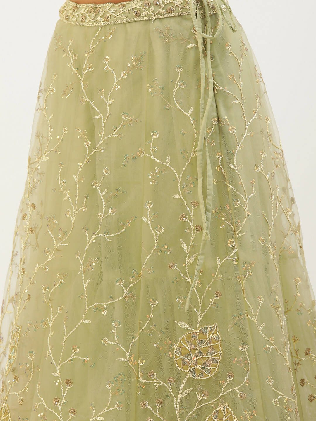 House of Panchhi Pista Net Sequinse Work Lehenga & Blouse, Dupatta | Swadesiicart