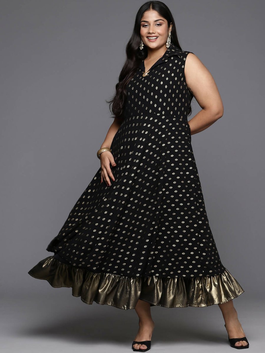Ahalyaa Women's Traditional wear Ethnic Dress - Black | Swadesiicart