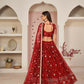 Aastha Fashion Red Butterfly Net All Over Thread Work, Zari Work And Sandwich Sequence Work Embroidery Wedding Wear Lehenga Choli