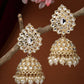 NVR Women Gold-Polished Handcrafted Kundan Jhumka Earrings | Swadesiicart