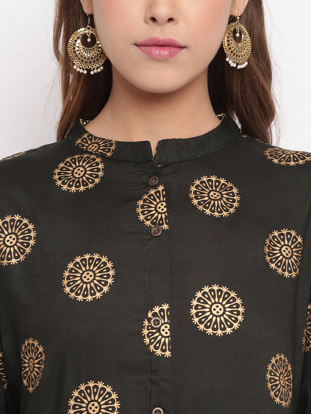 NOZ2TOZ Women Dark Green Cotton Kurti (1pc) - Swadesiicart