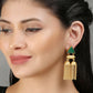 Joban Fashion Women Green Stone Matte Gold Jhumka | Swadesiicart