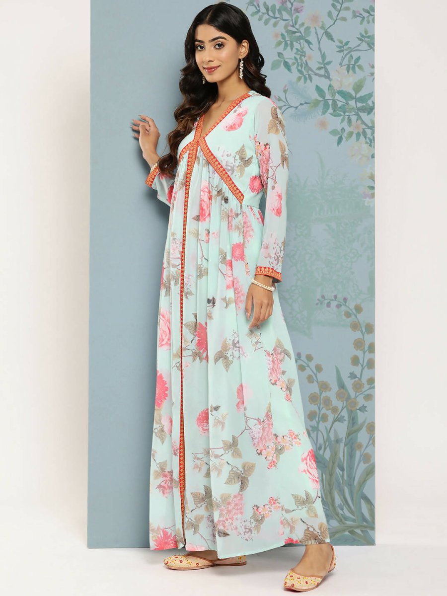 Ahalyaa Women's Traditional wear Kurta Set - Blue | Swadesiicart
