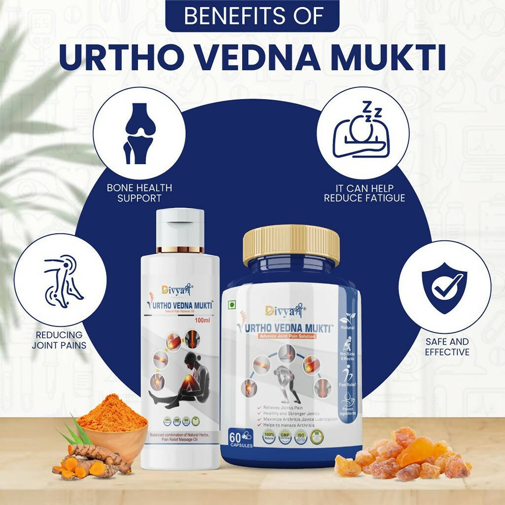 Divya Shree Urtho Vedna Mukti Capsule & Oil Ayurvedic Joint Pain Relief Kit - Swadesiicart
