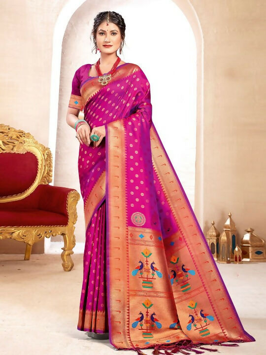 Shree Shyam Fashion Paithani Silk Purple Saree