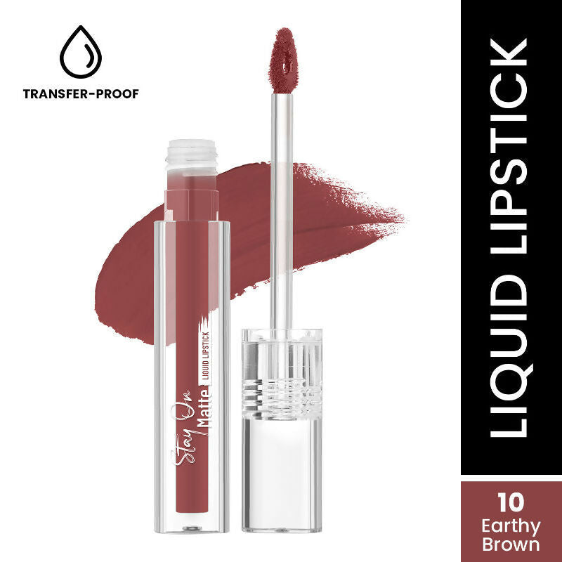 Swiss Beauty Stay On Matte Liquid Lipstick - 10 Earthy Brown | Swadesiicart