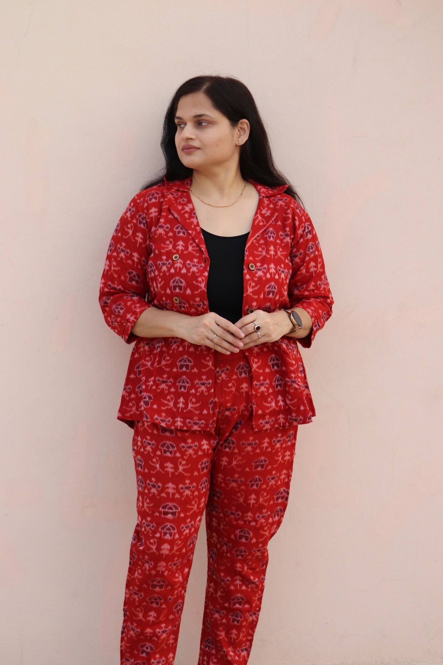 Earthyweaves AnandaRaga Sambalpuri Co-ord Set - Swadesiicart
