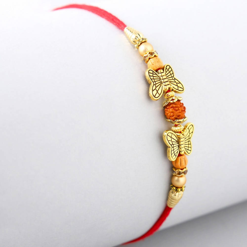 Ethnic Butterfly Rudraksha Rakhi & Soan Papdi | Swadesiicart