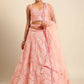 House of Panchhi Coral Pink Net Sequins and Zarkan embroidery Lehenga choli & Dupatta | Swadesiicart