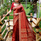 Partywear Designer Red Banarasi Silk Fancy Saree - Starwalk | Swadesiicart