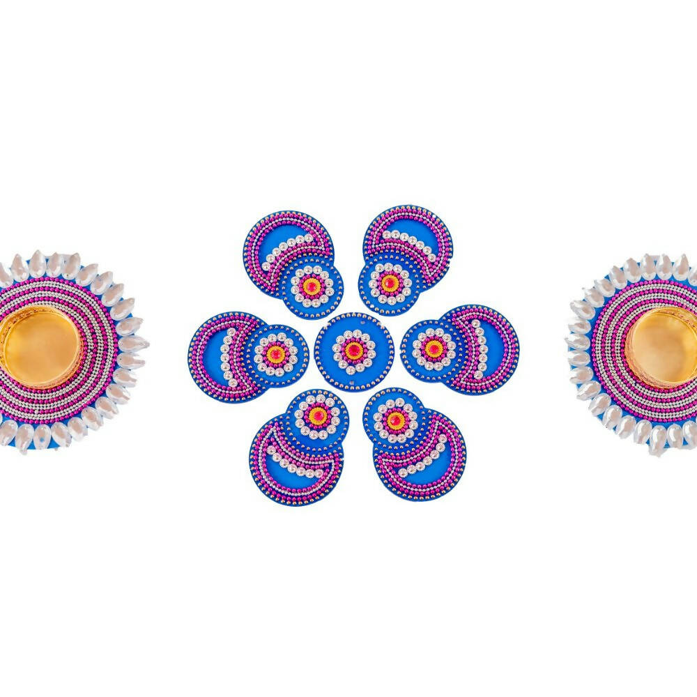 Kundan HandiKrafts Designer Double Round Blue (Baby) - Swadesiicart